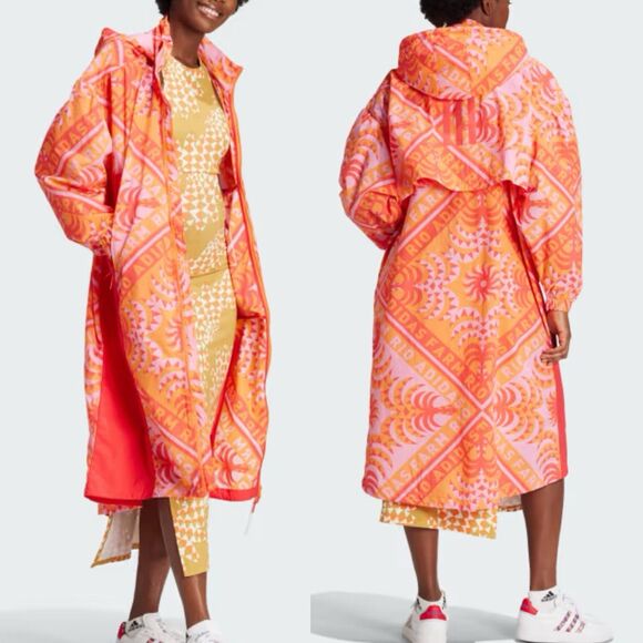 Farm Rio x Adidas XS Myshelter Windbreaker Long Jacket Soccer Brazil Pink Red - Picture 1 of 15